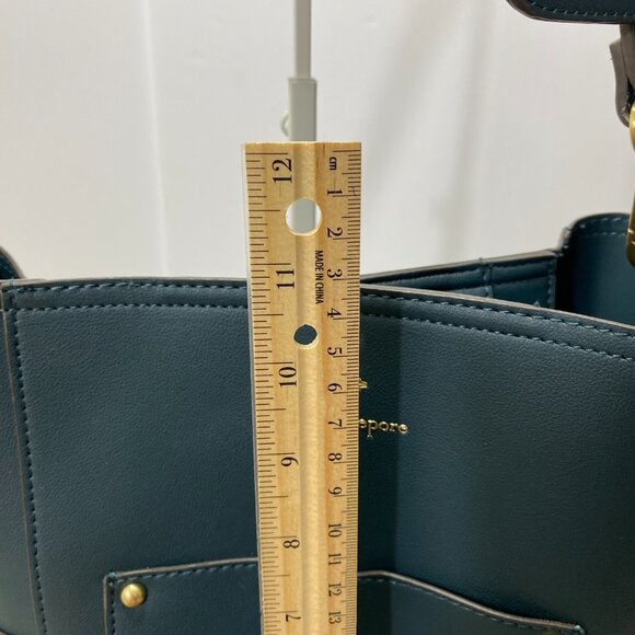 Nanette Lepore Monty Bucket Vegan Leather Structured Handbag Purse Womens Green - Picture 6 of 9